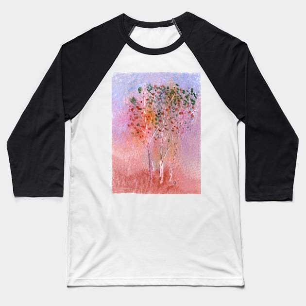 Autumn Aspens Watercolor Baseball T-Shirt by ConniSchaf